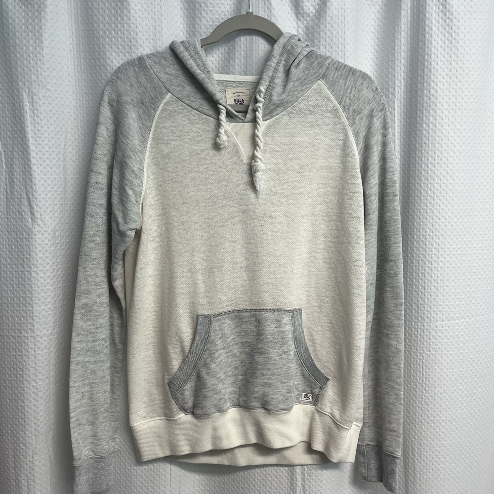 Billabong Lightweight Gray‎ Ivory Terry cloth Hoodie Beach Sweatshirt Medium